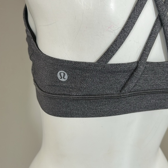 Lululemon Energy Bra High Neck Grey Lycra Lightweight Sz 8 - Picture 2 of 8